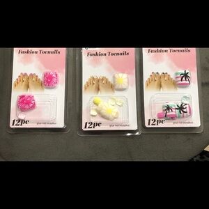 3 for $10 - tropical summer‎ vacation print press on toe nail extensions FREE